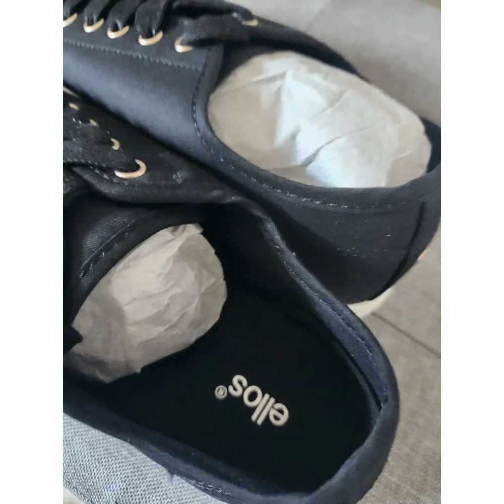Ellos Lace Up Black Canvas Sneakers Size 8 - Picture 5 of 8